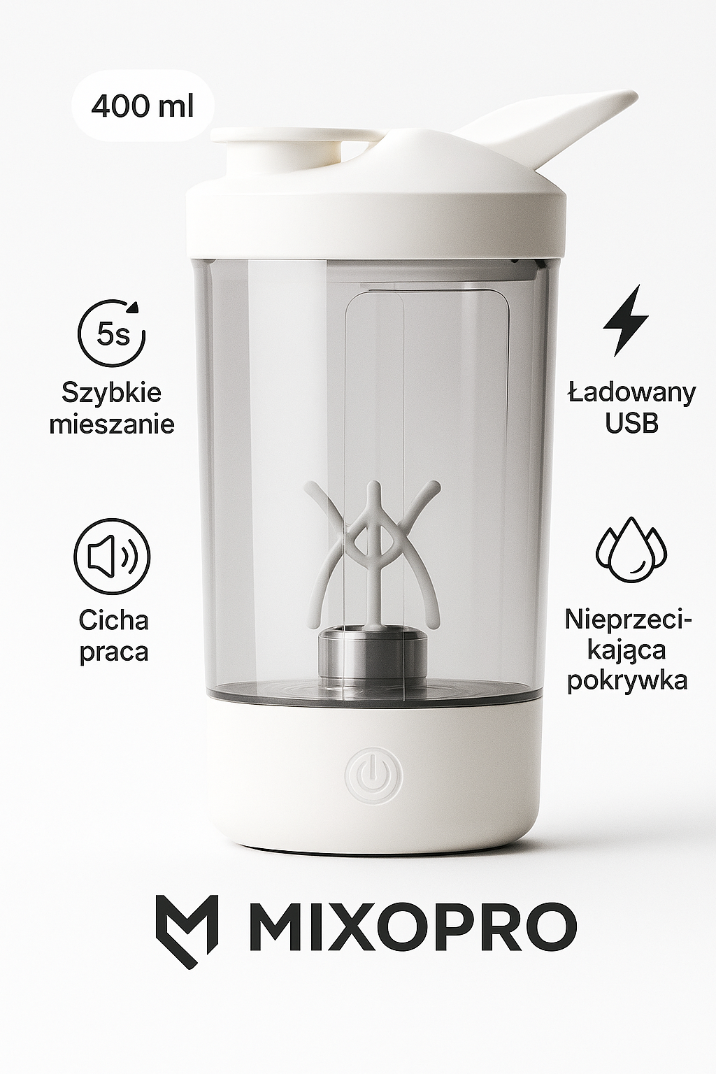 Elektryczny shaker MixoPro – gładki shake w 5 sekund